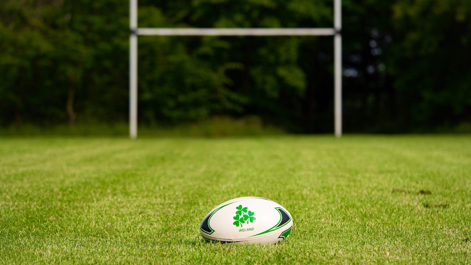 rugby ball on a pitch